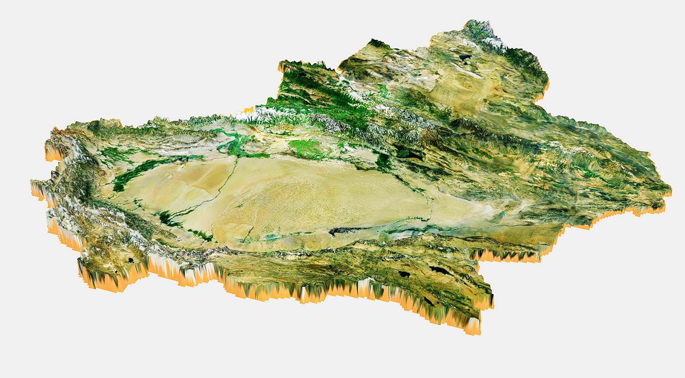 新疆地理模型和高精度高度图下载